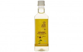 Pure & Sure Organic Sunflower Oil   Glass Bottle  500 millilitre